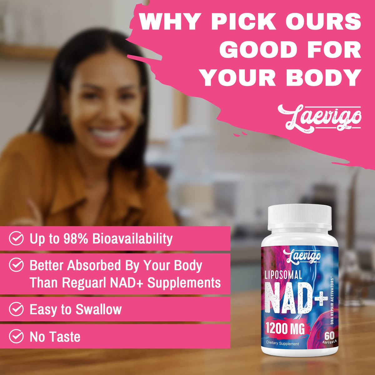 Laevigo Liposomal NAD+ Supplement 1200mg High Absorption, Cellular Energy & Mitochondrial Support, NAD Plus for Longevity & Vitality, Anti-Aging Formula, 60 Softgels LaevigoBuy Supplements Australia