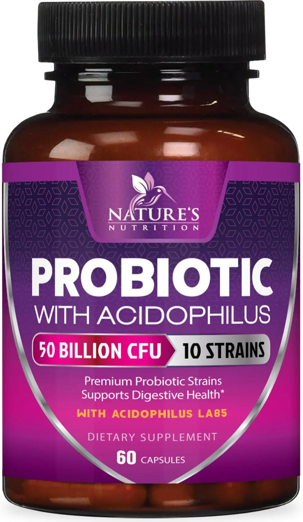 Probiotics 50 Billion CFU per Serving - 10 Strains + Prebiotics - Digestive Health, Gut & Immune Support - Supports Occasional Constipation, Gas & Bloating for Women & Men Shelf Stable - 60 Capsules Nature's NutritionBuy Supplements Australia