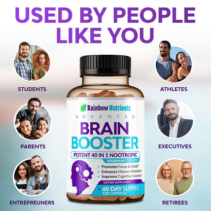 40-in-1 Brain Booster Supplements for Memory, Focus, Clarity, Energy, Performance Rainbow Nutrients, LLCBuy Supplements Australia