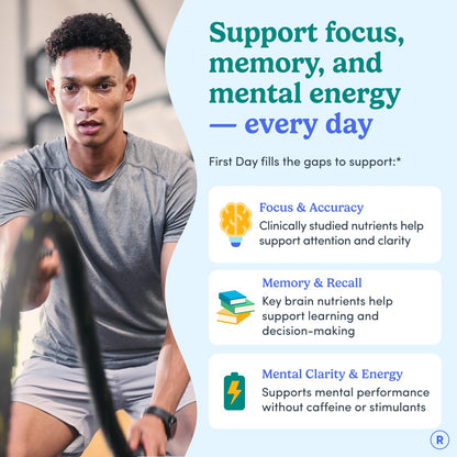 FIRST DAY Men’s Daily Nootropic Brain Supplement Gummies for Focus, Memory & Mental Energy | with Cognizin® Citicoline, Phosphatidylserine & Natural Caffeine | Vegan, Allergen-Free | 30-Day Supply FIRST DAYBuy Supplements Australia