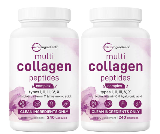 Micro Ingredients 2 Pack Multi Collagen Pills for Women & Men, 480 Capsules | Type I, II, III, V, X | Hydrolyzed Protein Peptides with Biotin, Hyaluronic Acid, & Vitamin C | Keto & Paleo Friendly Micro Ingredients buy supplements Au