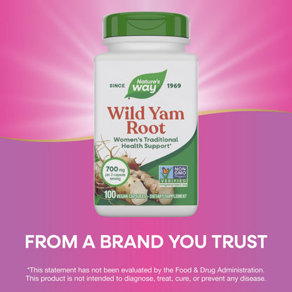 Nature's Way Wild Yam Root Capsules, Women's Traditional Health Support*, 700 mg per 2-Capsule Serving, Non-GMO Project Verified, 100 Vegan Capsules (Packaging May Vary) Nature's WayBuy Supplements Australia