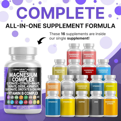 Clean Nutraceuticals Magnesium Complex with Magnesium Glycinate Citrate Malate Oxide Taurate Aspartate Orotate & Mag Chloride, Zinc Copper Manganese (90 Count (Pack of 2)) Clean Nutraceuticals buy supplements Au