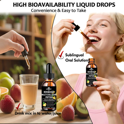 Multi Collagen Peptides Liquid Drops for Women & Men-Type I, II, III, V, X丨Hydrolyzed Collagen Peptides, Collagen Proteins W. Hyaluronic Acid, Biotin & Vitamin C for Hair Skin & Joint Gut Health GLOVVUUPBuy Supplements Australia