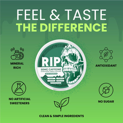Immortal Drip RIP Nootropic Energy Pouches (Wintergreen) – 5 Cans – 15 Pouches per Can – Clean Energy & Focus Support – 50mg Caffeine, Shilajit, Alpha-GPC, L-Tyrosine, Rhodiola Immortal DripBuy Supplements Australia
