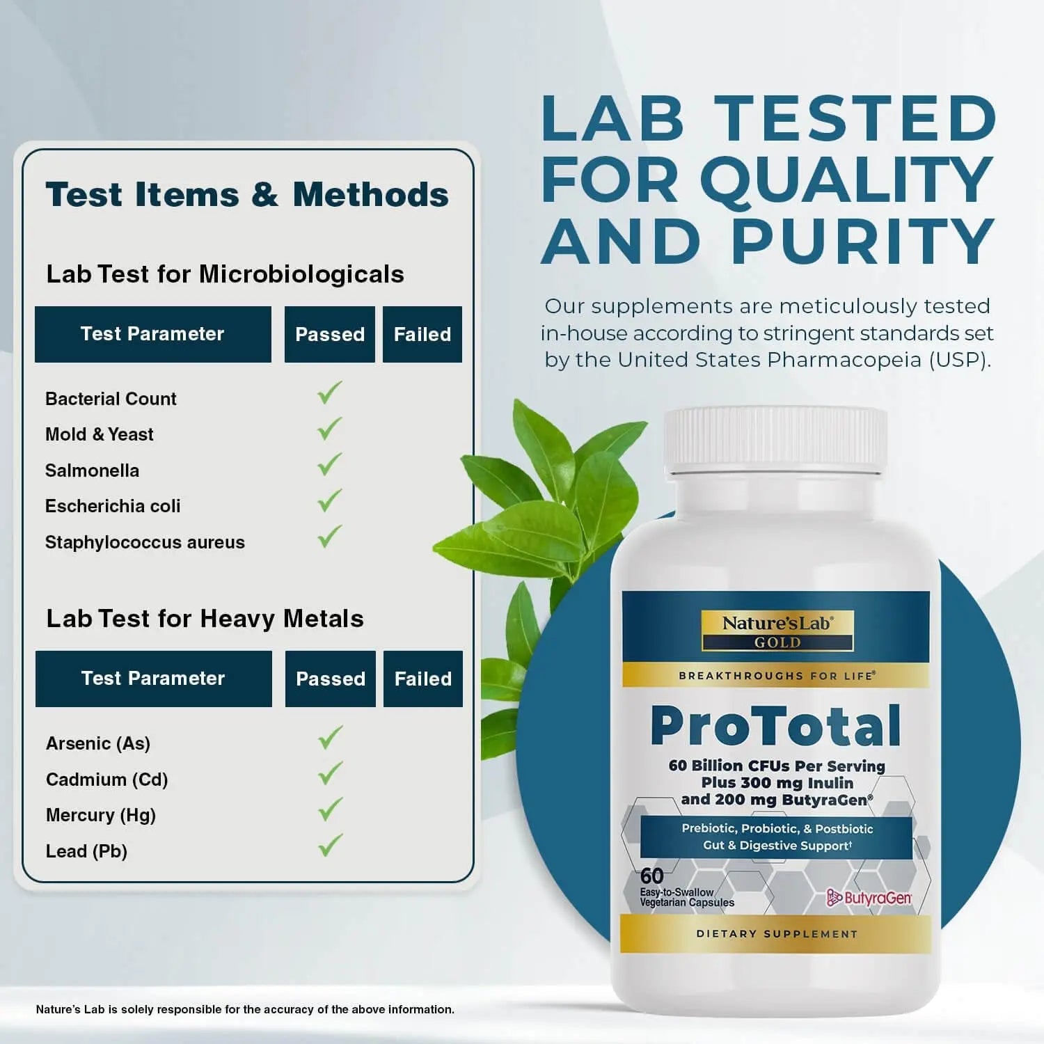 Nature's Lab Gold ProTotal - 60 Billion CFU Probiotic, Prebiotic, Postbiotic, Synbiotic - with Butyragen (Direct Butyrate Generator) 60 Ct Nature's LabBuy Supplements Australia