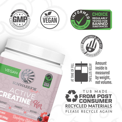 Sunwarrior Creatine for Women Monohydrate Powder Micronized Pre Workout Recovery Supplement Support Muscle Building Strength Training Cognition | Vegan and Easily Mixes 50 Servings, Raspberry Lemonade SunwarriorBuy Supplements Australia