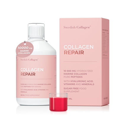 Swedish Collagen Repair | 10,000 mg Hydrolyzed Marine Collagen Liquid Supplement - 500 ml, 20 Day Supply I Hyaluronic Acid, Biotin & Vitamin C for Healthy Hair, Skin, Nails & Joints | Sugar-Free Swedish Collagen buy supplements Au