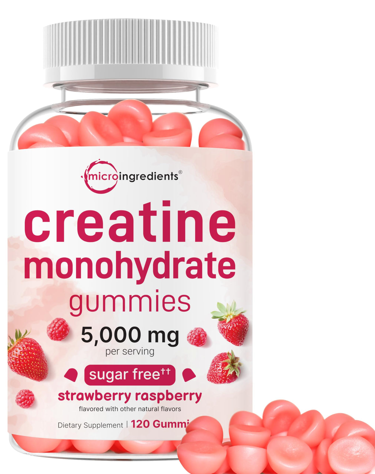 Creatine Monohydrate Gummies 5,000mg Per Serving, 120 Count | Sugar Free Strawberry Raspberry Flavored | Creatine for Women & Men | Pre Workout + Muscle Strength & Recovery Support | Non-GMO Micro IngredientsBuy Supplements Australia