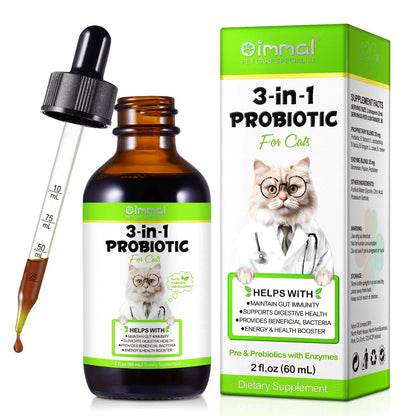 Liquid Cat Probiotic, Natural 3 in 1 Probiotic for Cats, Cat Digestive Support,Gut Health Support,Help with Diarrhea,Gas and Bloating, Cat Herbal Supplements- 60ml VOSIFSDIY buy supplements Au