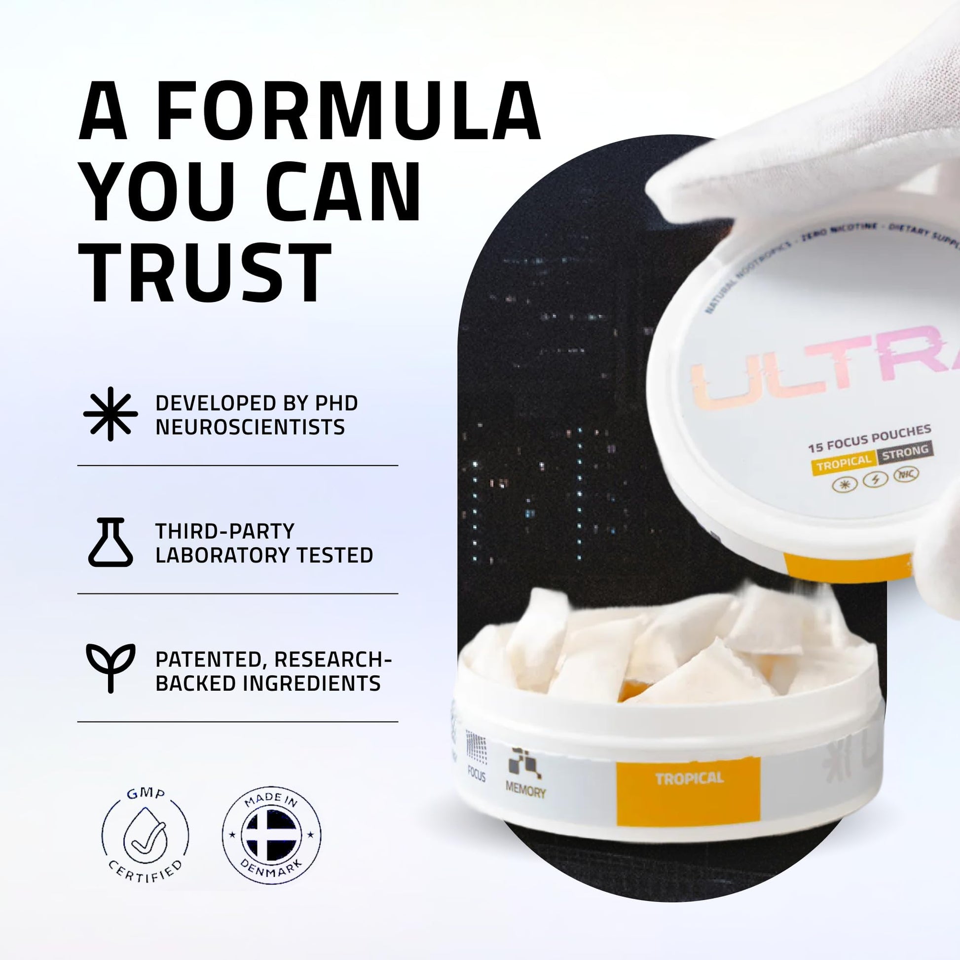 Ultra Focus Nootropic Pouches (Watermelon, 3 Cans) Nicotine-Free, Caffeine-Free, Enfinity Paraxanthine, Vitamin B6 + B12, L-Theanine, Alpha-GPC, Ginseng, Nootropic Energy & Clarity Plant-Based Pouches Ultra PouchesBuy Supplements Australia