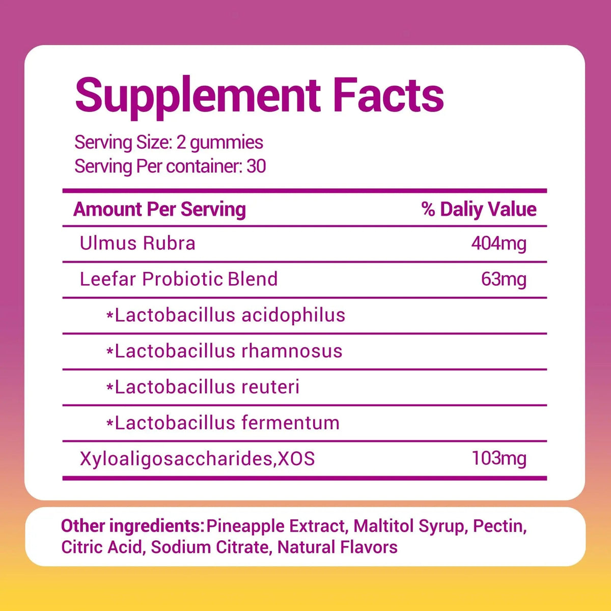 Her Juicy Women's Probiotic Gummies: Supports Women’s Wellness & pH Balance, Clean Vegan, Pineapple Flavor, Prebiotics & Lactobacillus Blend, with Slippery Elm, Gut Health & Immune Defense, 60 Gummies HeawdraBuy Supplements Australia