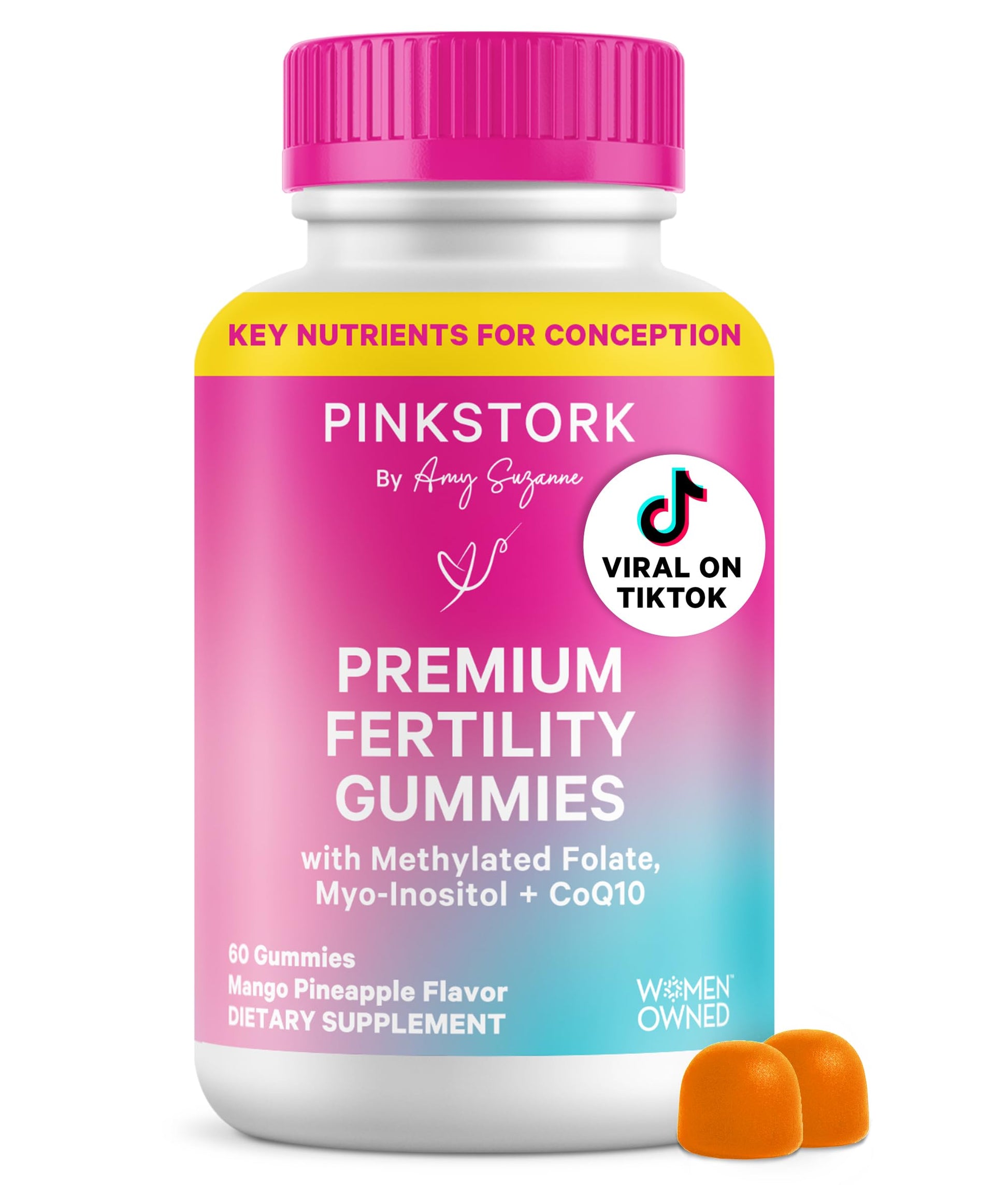 Pink Stork Premium Fertility Gummies | Fertility Supplements for Women with CoQ10, Myo-Inositol + Prenatal Vitamins | Conception Support | Hormone Balance for Women, Ovarian Care - 60 Gummies Pink StorkBuy Supplements Australia