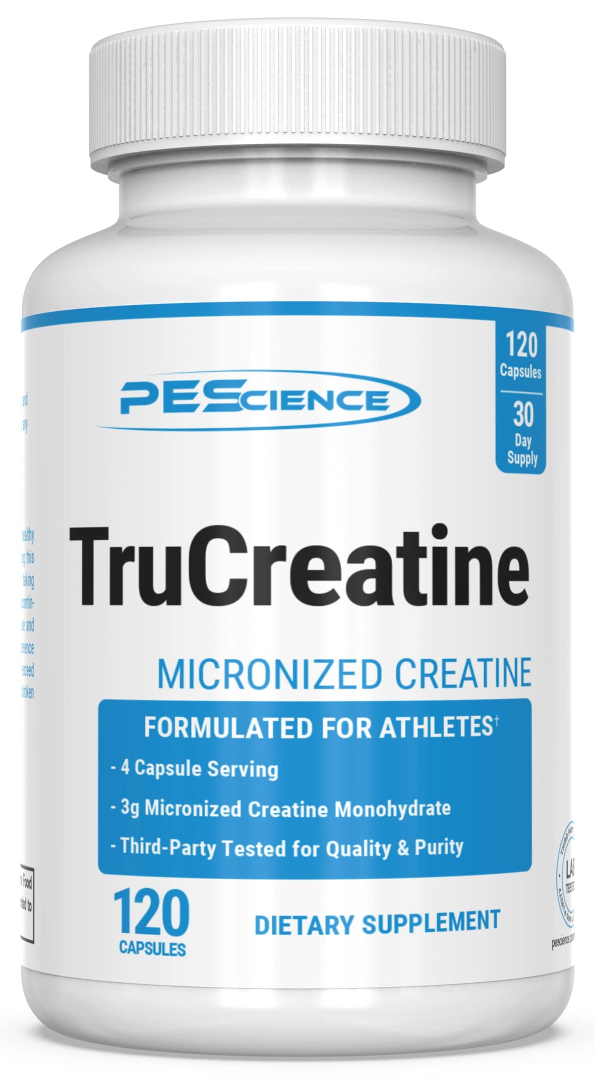PEScience TruCreatine Creatine Pills, Easy-to-Take Creapure Creatine Capsules, Monohydrate, for Men & Women, Supports Muscle Growth, Strength & Recovery, Cognition, 3g Per Serving, 120 Capsules PEScienceBuy Supplements Australia