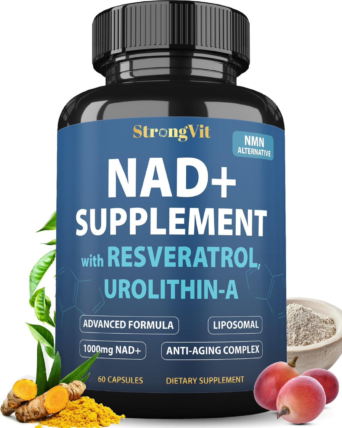 1000mg NAD Supplement with Resveratrol - Advanced Liposomal NAD+ Supplements for Men and Women - Anti-Aging Cell Regenerator - 60 NAD Plus Capsules for Energy & Cellular Health StrongVitBuy Supplements Australia