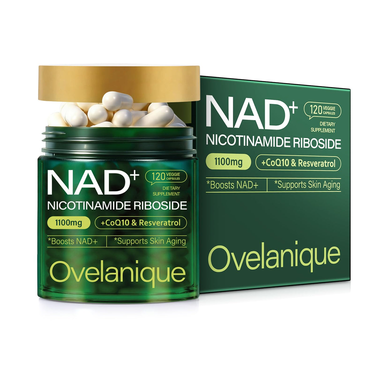 Ovelanique NAD Supplement with Nicotinamide Riboside & Resveratrol |NMNH Supplement Alternative| NAD+ Complex with Quercetin Phytosome & CoQ10 | Liposomal Delivery,120 Capsules(Packaging May Vary) OvelaniqueBuy Supplements Australia
