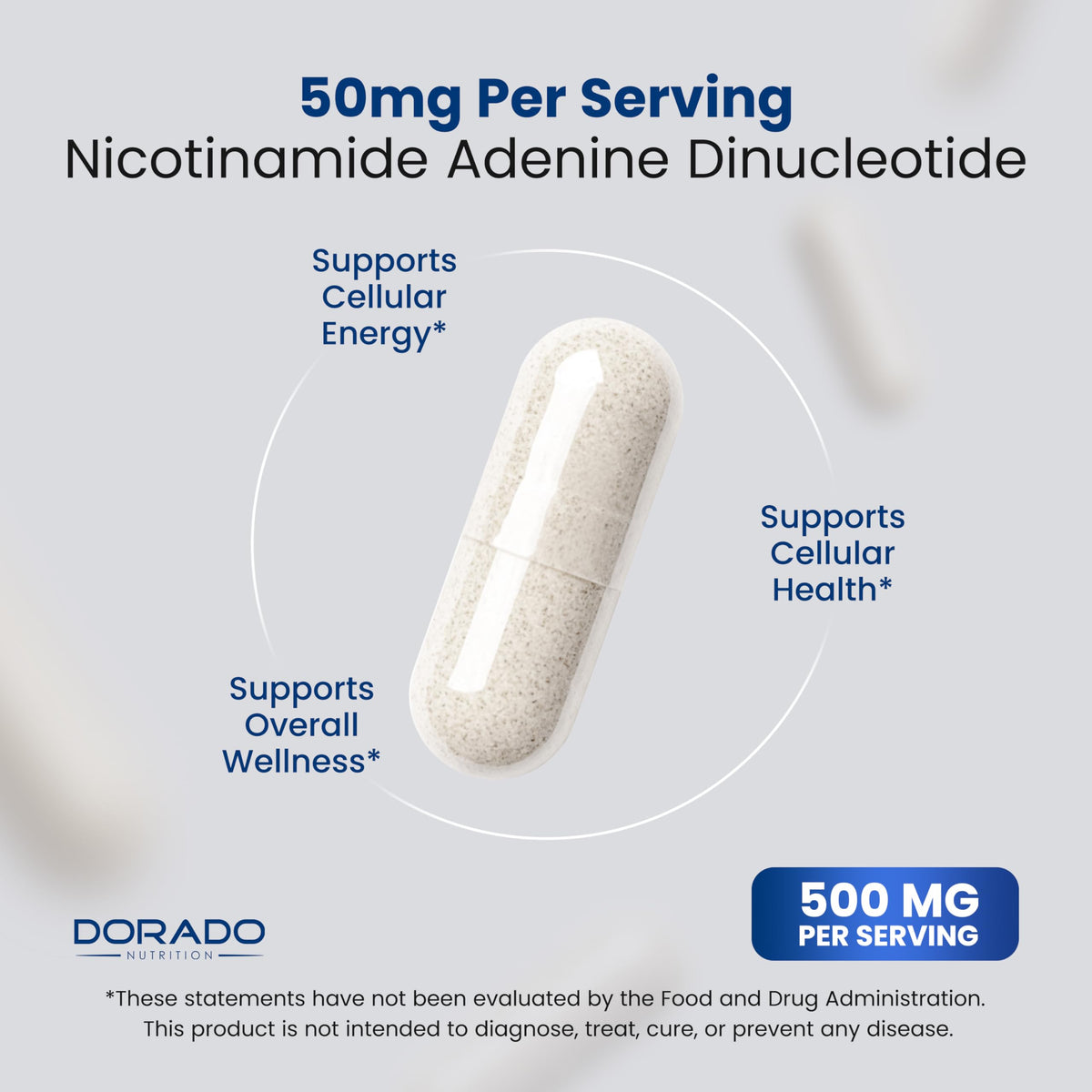 NAD Supplement (500mg of 95% Pure NAD+ Per Serving) NMN Supplement, NAD Nicotinamide Riboside Support (Third Party Tested, Vegan Safe, Non-GMO, No Fillers, & Made in the USA - 30 Vegan Capsules) DORADO NUTRITIONBuy Supplements Australia