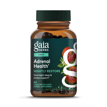 Gaia Herbs Adrenal Health Nightly Restore - Herbal Supplement with Ashwagandha, Magnolia Bark, Cordyceps, Lemon Balm & More* - 60 Vegan Liquid Phyto-Caps (30 Servings) Gaia HerbsBuy Supplements Australia