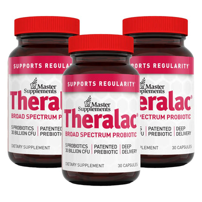 Master Supplements Theralac - 30 Capsules, Pack of 3 - Multi-Strain Probiotic for Optimal Gut Health + Gas & Bloating Relief - Gluten Free - 90 Servings THERALAC buy supplements Au