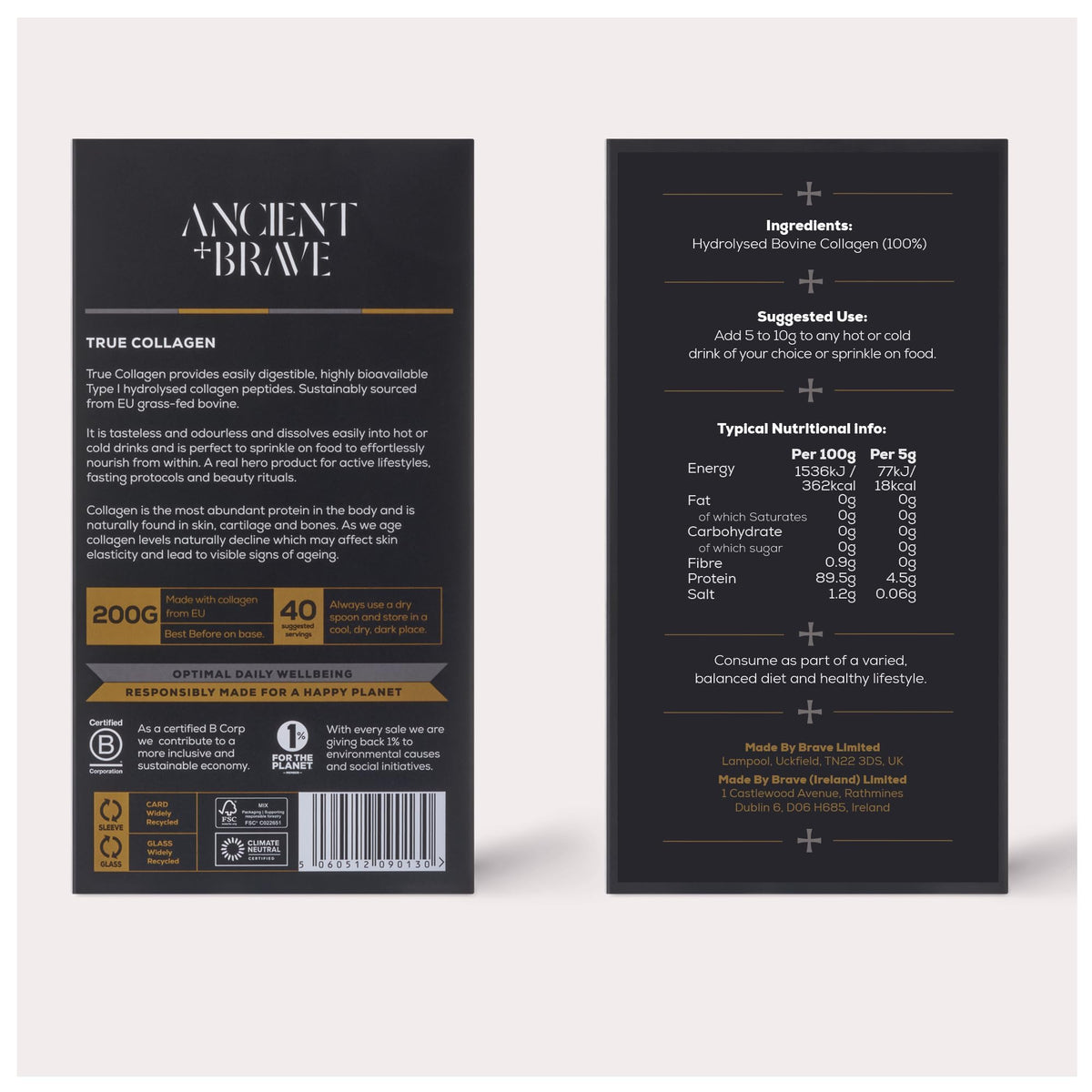 Ancient + Brave True Collagen 200g - Grass-Fed Bovine Collagen Powder - 100% Hydrolysed Collagen Peptides Ancient + BraveBuy Supplements Australia