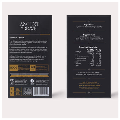 Ancient + Brave True Collagen 200g - Grass-Fed Bovine Collagen Powder - 100% Hydrolysed Collagen Peptides Ancient + BraveBuy Supplements Australia