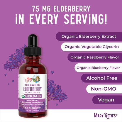 MARYRUTH'S Elderberry Liquid Drops for Adults & Kids | Immune Support | Antioxidant | Overall Wellness | Elder Berry Extract | USDA Organic | Sugar Free | Vegan | Non-GMO | Gluten Free | 1 Fl Oz MARYRUTH'SBuy Supplements Australia