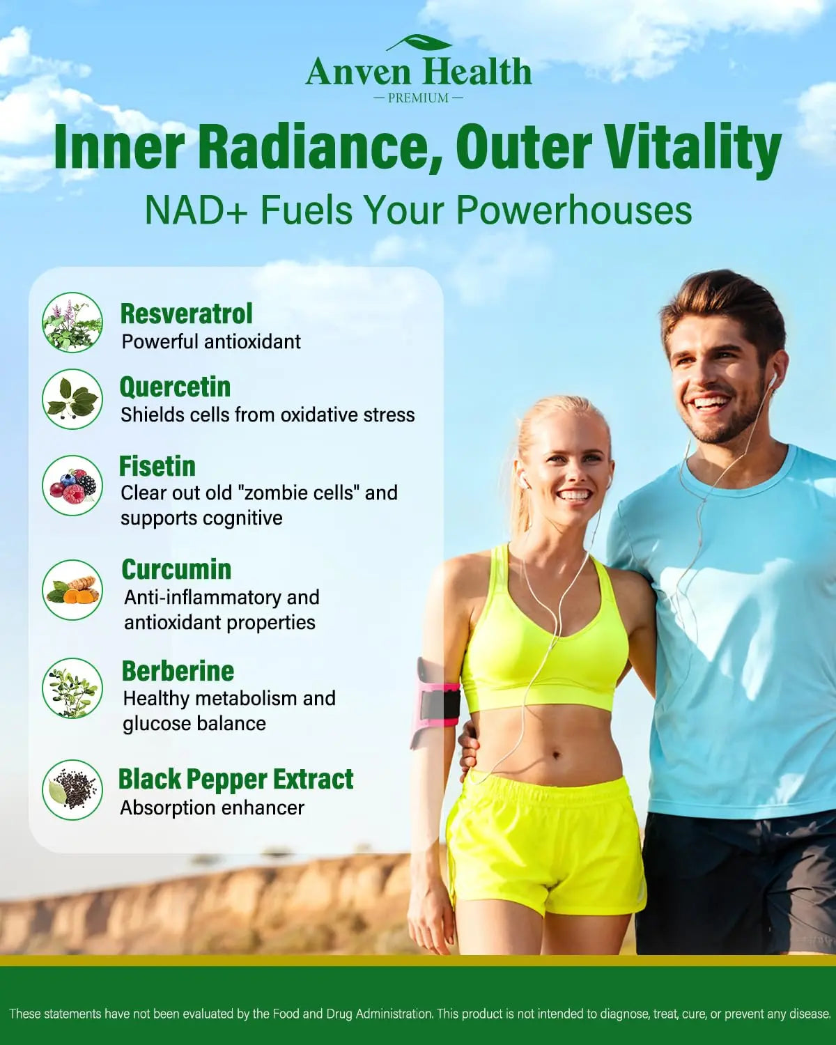 Anven Health Liposomal NAD+ Resveratrol Supplement - NMN Alternative with Trans-Resveratrol, Quercetin & Fisetin - NAD Plus for Women and Men, Cellular Energy & Healthy Aging, Non-GMO | 180 Capsules Anven HealthBuy Supplements Australia