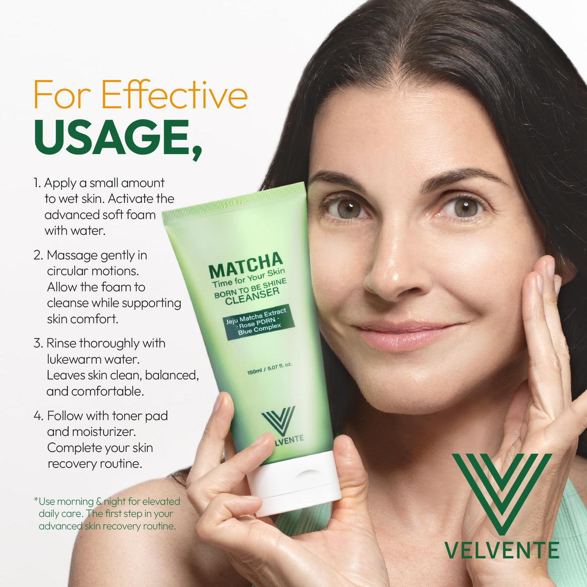 VELVENTE Matcha Gentle Deep Pore Cleansing Facial Cleanser, Low-pH Face Wash for Pore Refining, Rose PDRN Hydrating Daily Facial Wash Redness & Sensitive Skin Friendly, Korean Skincare(5.07 fl.oz.) VELVENTE buy supplements Au