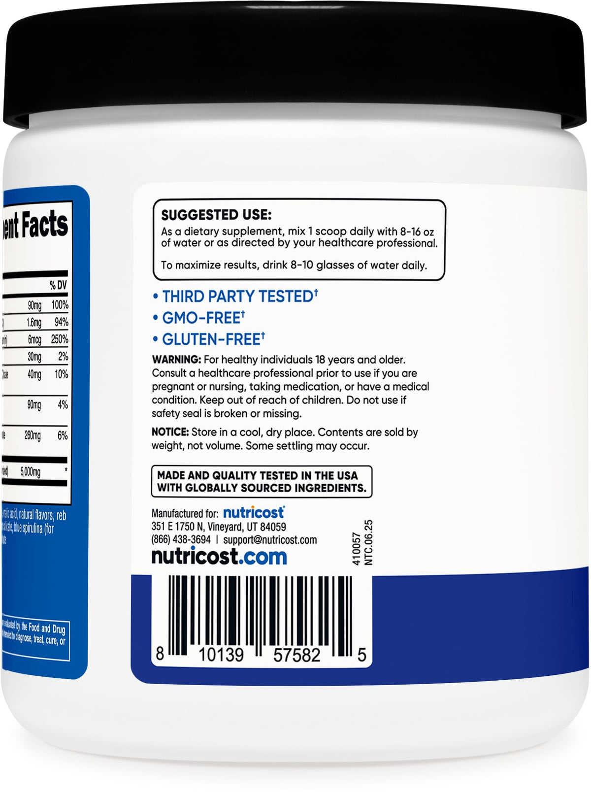 Nutricost Creatine Monohydrate + Hydration Blue Raspberry Flavored (30 Servings) - 7 Vitamins & Minerals, 5000mg of Creatine Per Serving NutricostBuy Supplements Australia