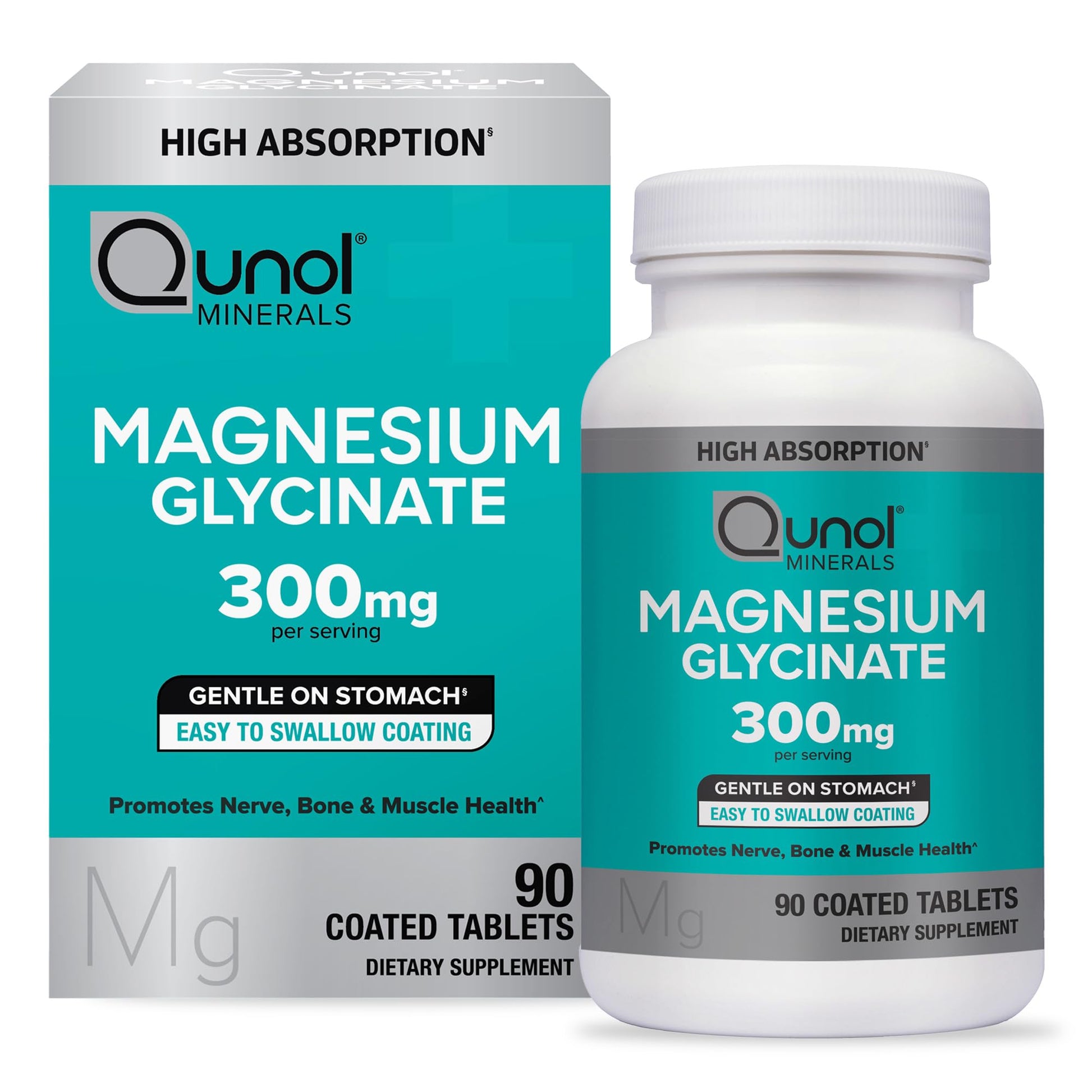 Qunol Magnesium Glycinate 300mg, 100% Glycinate Chelated Magnesium Supplement, 90ct Tablets QunolBuy Supplements Australia