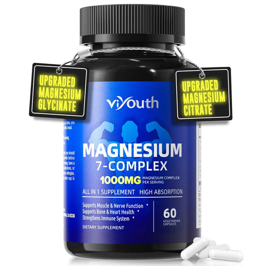 Magnesium 7 Complex Supplement Advanced with 7 Forms of Magnesium (Glycinate, Malate, Chelate, Aspartate, Orotate, Taurine, Citrate), Zinc, Vitamin D3 & Vitamin B6 VIYOUTH canada supplements