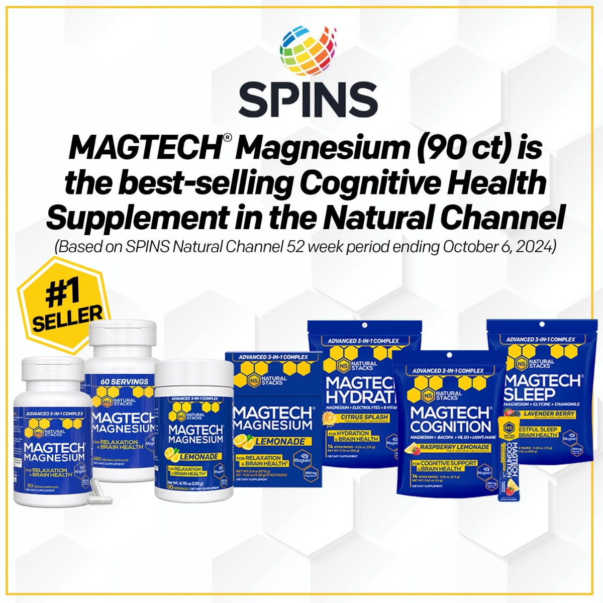 NATURAL STACKS Dopamine Brain Food + Magtech Magnesium Bundle - Chelated Magnesium Complex - Supports Brain Health & Mental Drive* - 150 Total Capsules NATURAL STACKSBuy Supplements Australia