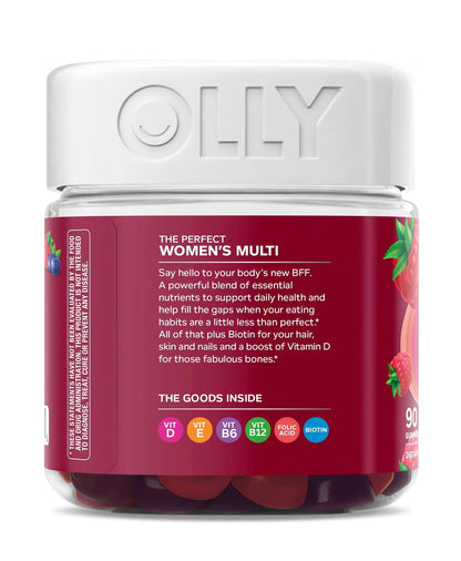OLLY Gift, Family 2 Pack: Women's Multivitamin Gummy (90 Count), Kids Multivitamin + Probiotic Gummy (70 Count), Vitamins A, D, C, E, B, Chewable Supplement OLLY