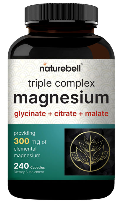 NatureBell Magnesium Complex for Women & Men 1,000mg Per Serving – 240 Capsules – Triple Magnesium Complex with Glycinate, Citrate & Malate – Chelated & Purified – Non‑GMO, Filler Free NatureBell buy supplements Au