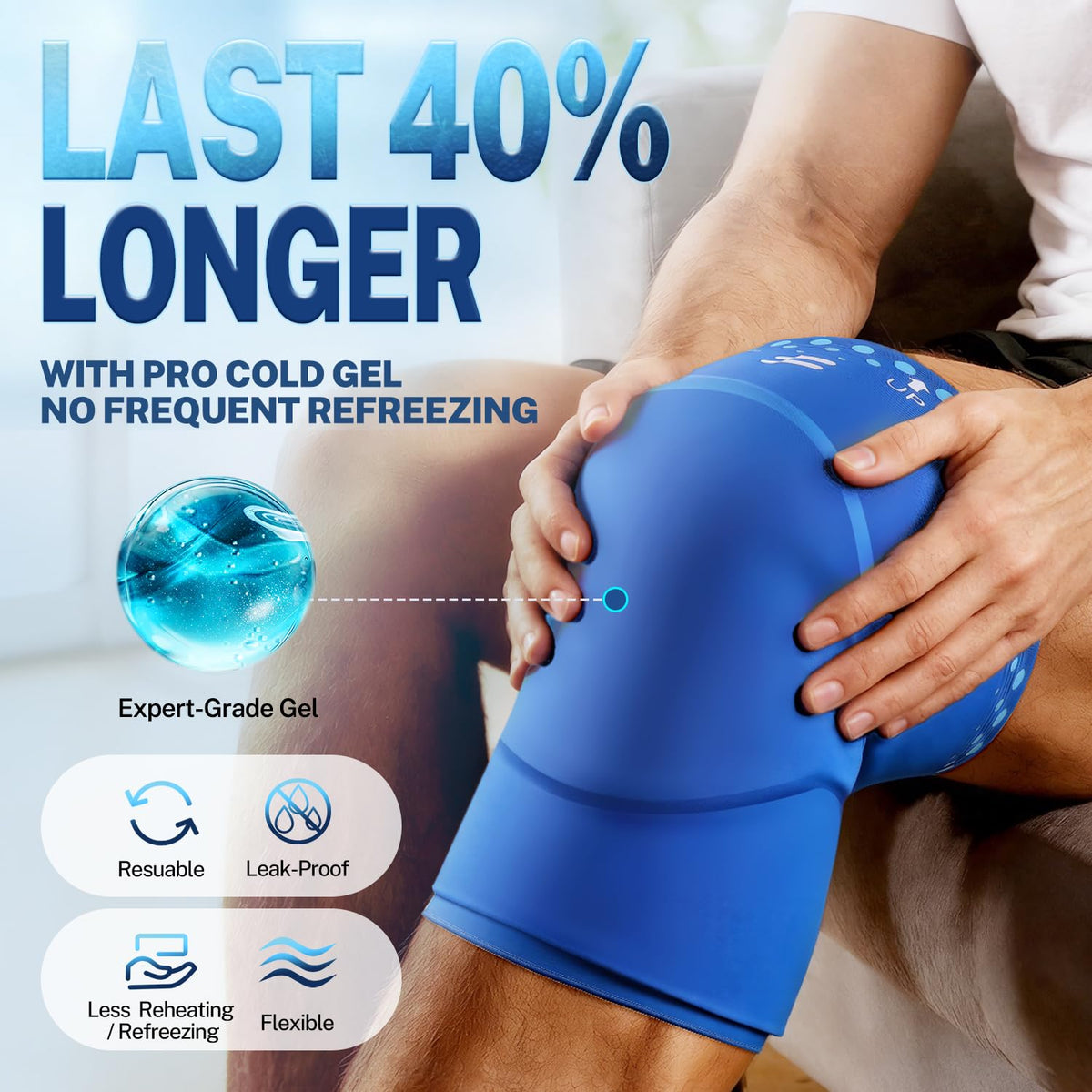 Fitomo Knee Ice Pack Wrap Sleeve Thickened Core for Knee Pain, Targeted Swelling Relief During Recovery, Soft Flexible Gel, No Slip Compression Fit, Reusable Hot Cold Therapy for Post Activity, M Fitomo buy supplements Au