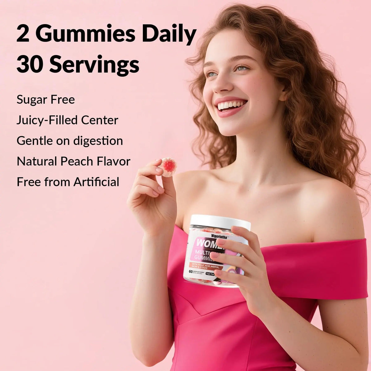 Vigorintha 2 Pack Sugar Free Womens Multivitamin Gummies with 19 Multi Vitamins & Minerals,Iron,Calcium,Folate,Biotin,Inositol Vigorintha