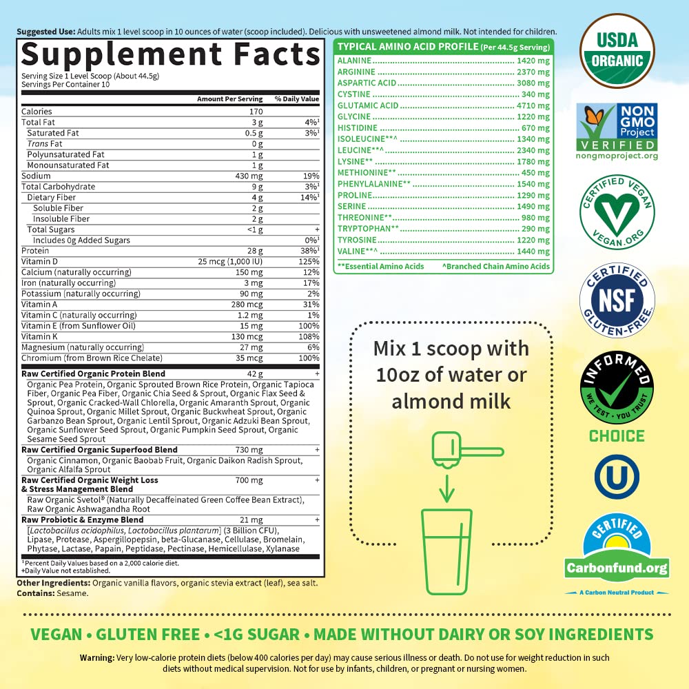 Garden of Life Raw Organic Fit Powder, Original - High Protein for Weight Loss (28g) Plus Garden of LifeBuy Supplements Australia