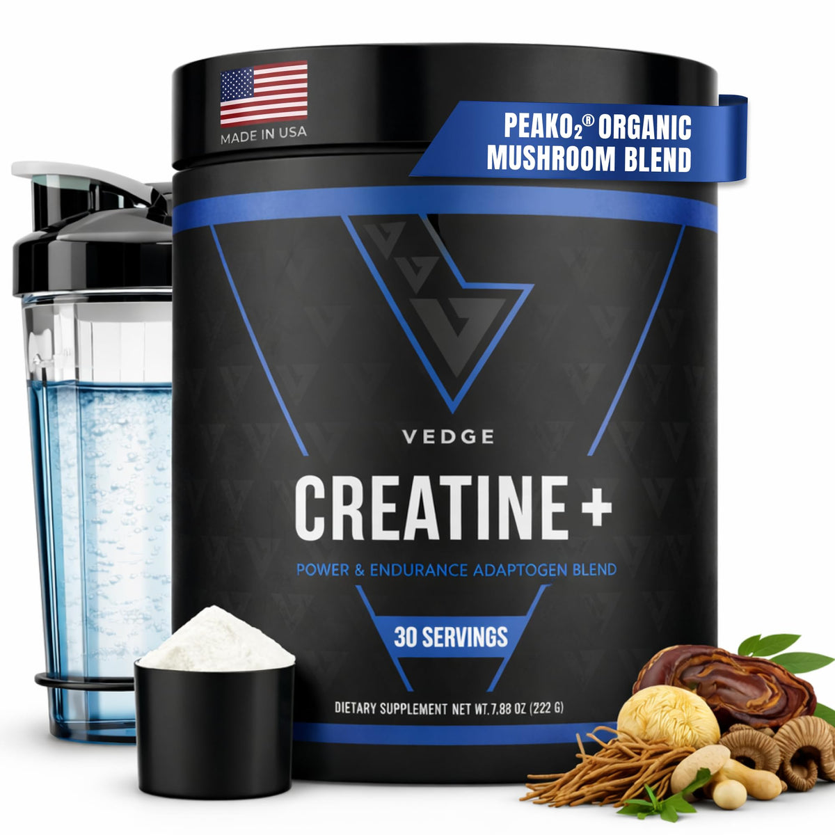 VEDGE Nutrition Creatine + | Vegan Plant-Based Creatine Monohydrate Powder | Energy, Performance & Function | Ergogenic Aids for Athletes | Unflavored, 30 Servings VEDGEBuy Supplements Australia
