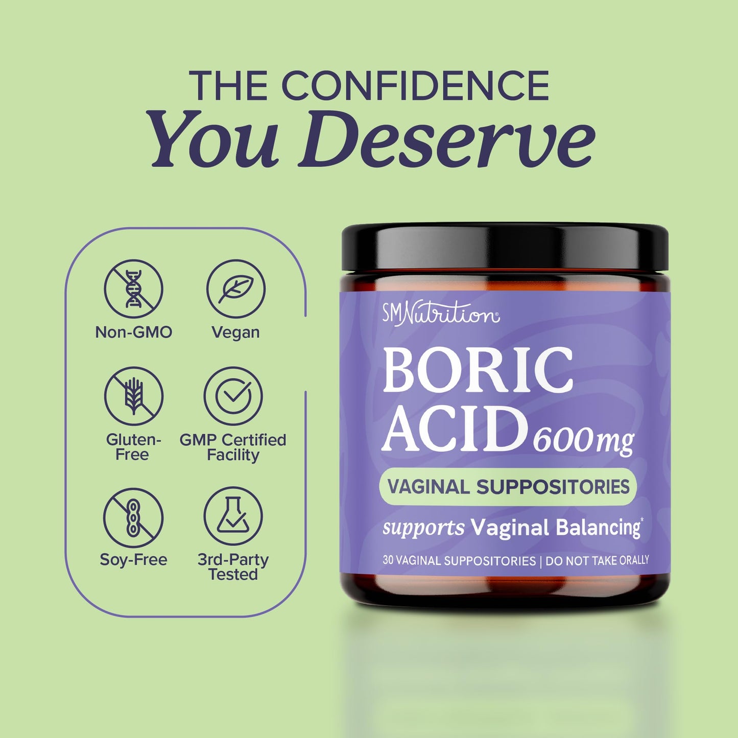 Boric Acid Suppositories for Women 600mg | pH Balance, Vaginal Odor & Itching | Feminine Hygiene & Intimate Health Support | Boric Acid for Women Vaginal Suppositories | Unscented, Vegan | 30 Ct SMNutritionBuy Supplements Australia