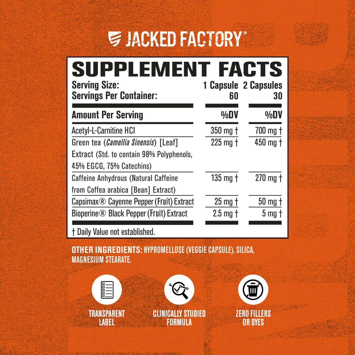 Jacked Factory Burn-XT Clinically Studied Fat Burner & Weight Loss Supplement - Appetite Suppressant & Energy Booster - with Acetyl L-Carnitine