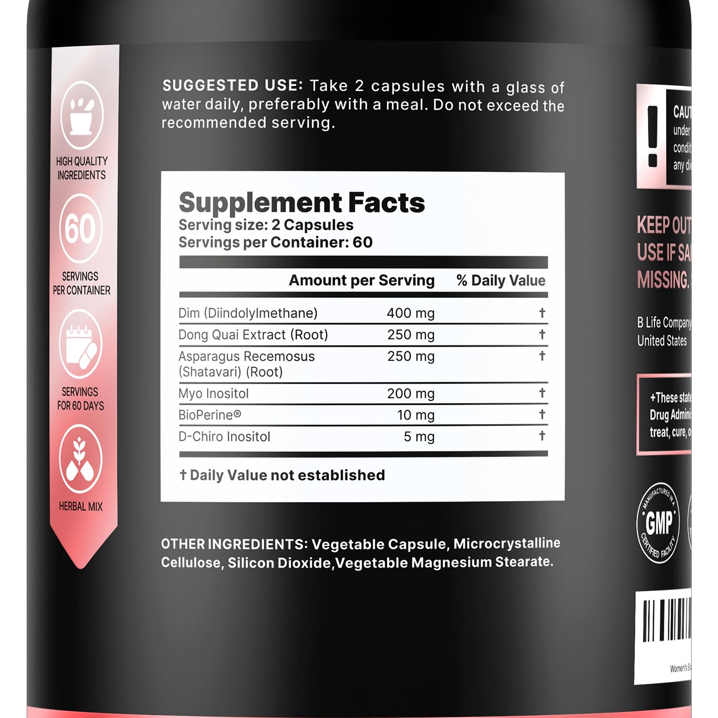B Life Company DIM Supplement 400 mg with Myo & D-Chiro Inositol, Dong Quai – Hormone Balance for Women – Fertility Supplements – Inositol Supplement - 120 Caps B Life CompanyBuy Supplements Australia