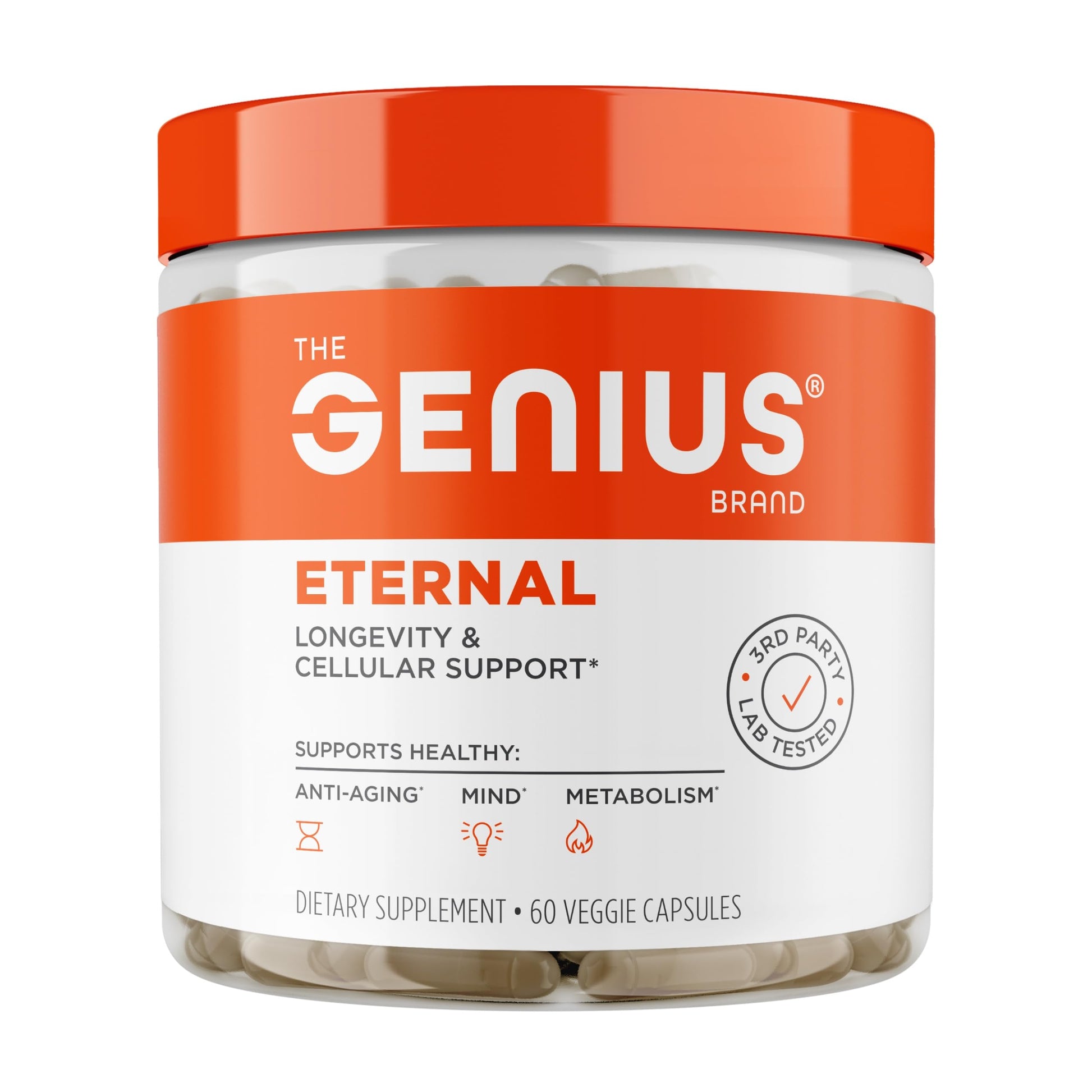 The Genius Brand Genius Eternal - Cellular Repair Supplement for Daily Clarity - Supports Brain Health, Endurance, Energy, Focus, Memory & Vitality - Non-GMO - 60 Veggie Capsules The Genius BrandBuy Supplements Australia