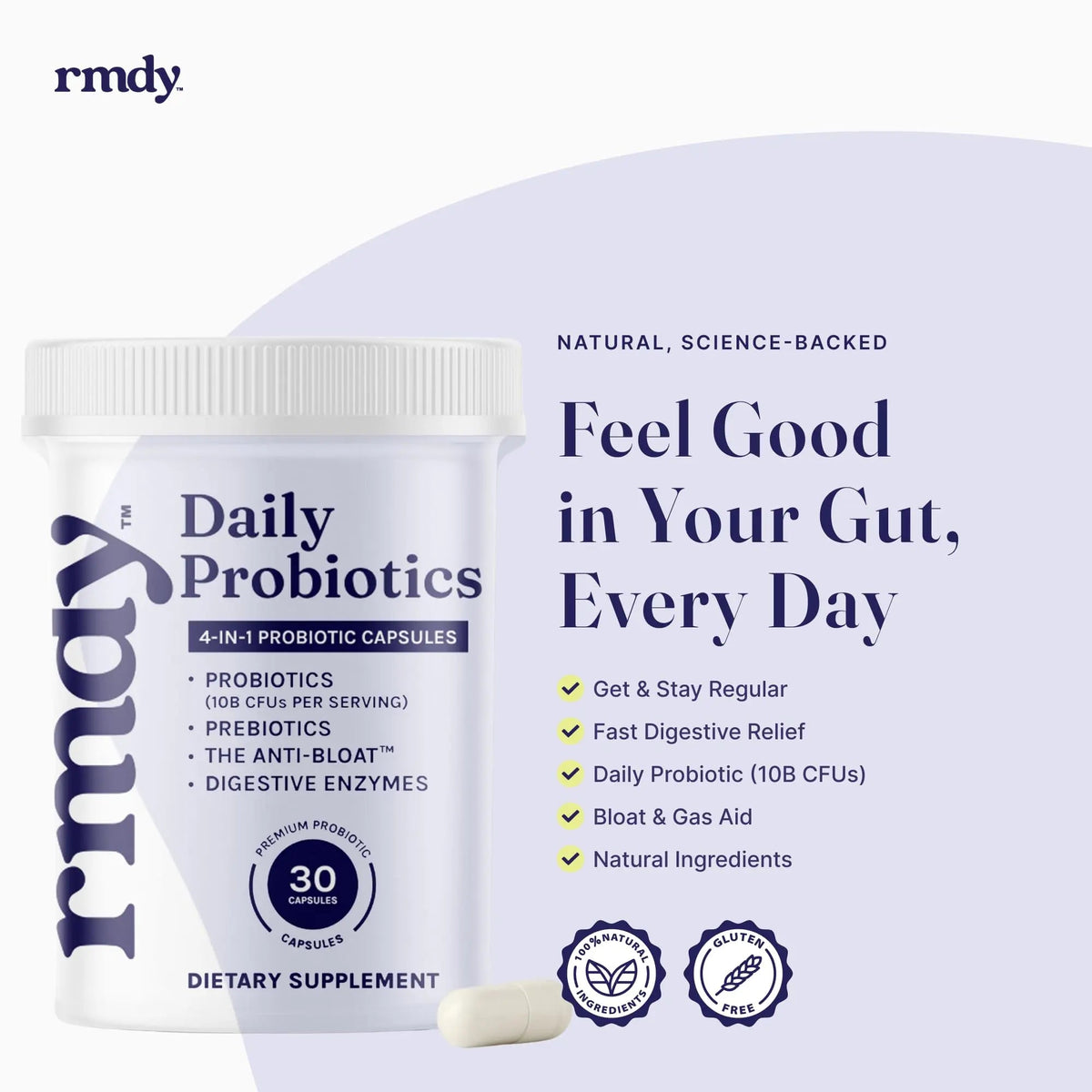rmdy Constipation, Bloating, & Gas Relief | Relief from Diarrhea, & IBS | Probiotic for Digestive Health & Gut | 30 Capsules rmdyBuy Supplements Australia