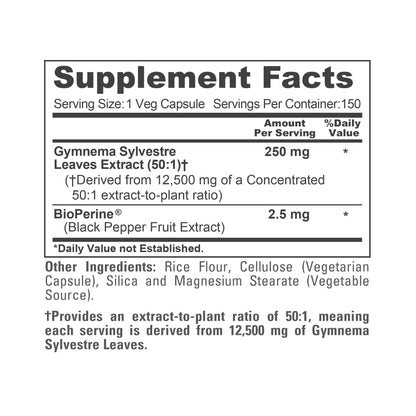 NusaPure Gymnema Sylvestre 50:1 Extract, 250 mg Equivalent to 12,500mg Per Vegan Caps - 150 Count (Non-GMO, Vegan, Bioperine) NusaPureBuy Supplements Australia