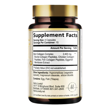 Multi Collagen Peptides for Women & Men - 2400mg per Serving - Best Hydrolyzed Collagen Complex with Type I, II, III, V, X - Hair, Skin, Nails & Joint Support