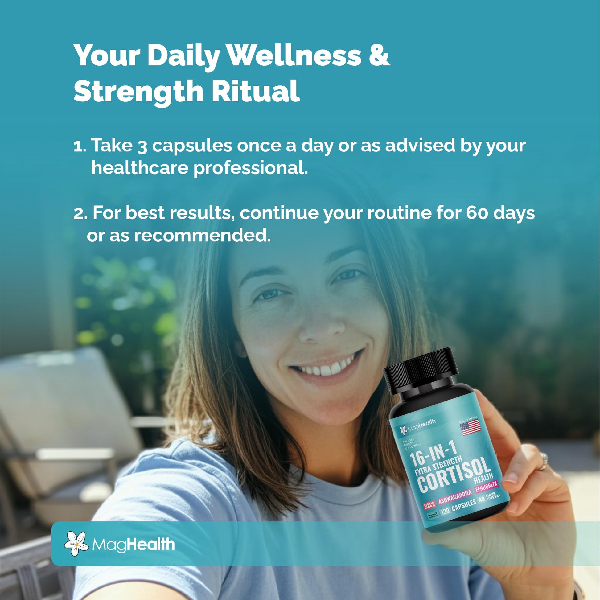 Cortisol Complex 16-in-1 Supplement for Women & Men | Stress Support Manager with Organic Ashwagandha, Maca Root, Rhodiola Rosea & Shilajit | Adaptogen Blend for Balance & Energy | 120 Capsules MagHealthBuy Supplements Australia