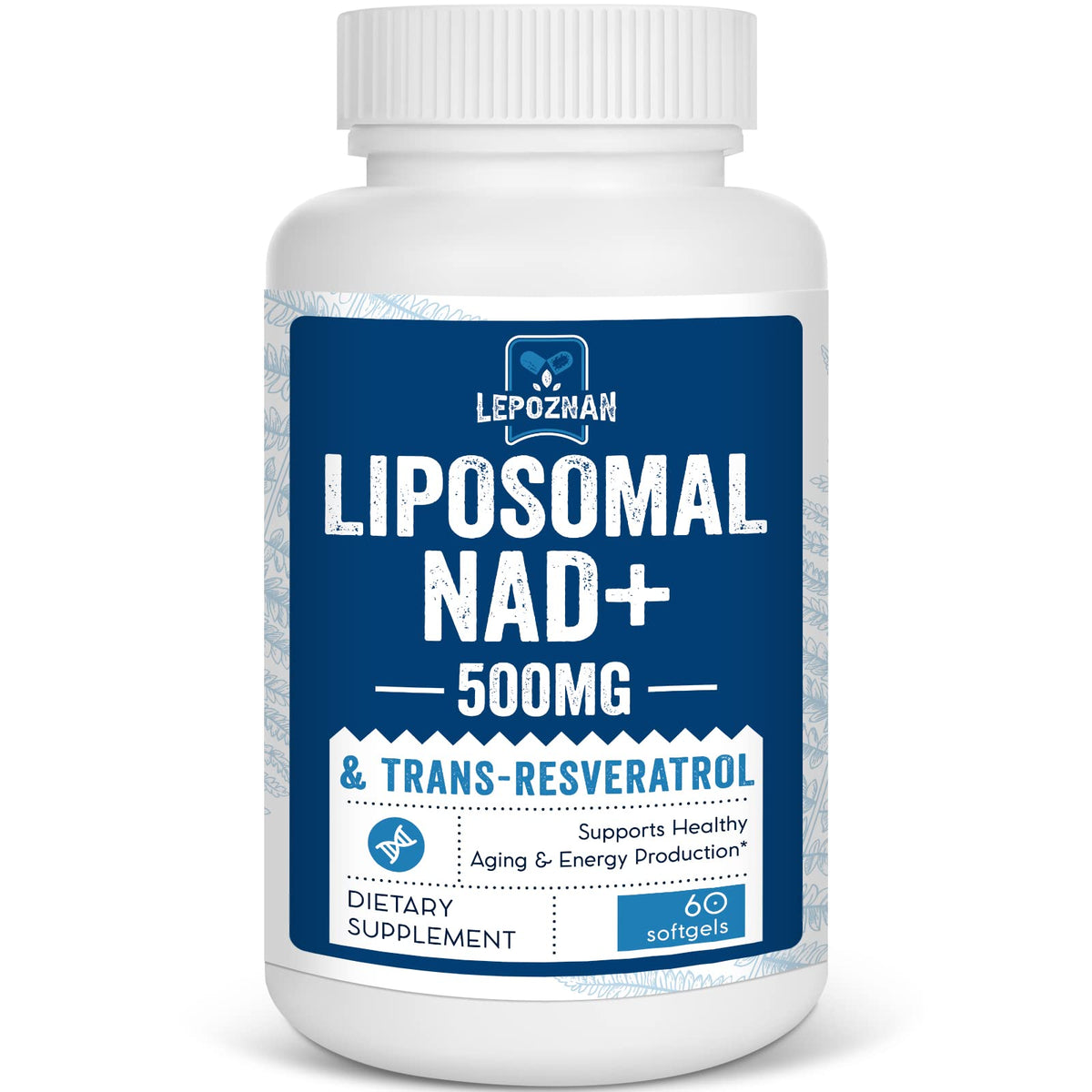 Lepoznan Liposomal NAD+ 500 mg + Trans-Resveratrol 300 mg, Superior Absorption True NAD Supplement Efficient for Cellular Energy Metabolism & DNA Repair, 60 Softgels LepoznanBuy Supplements Australia
