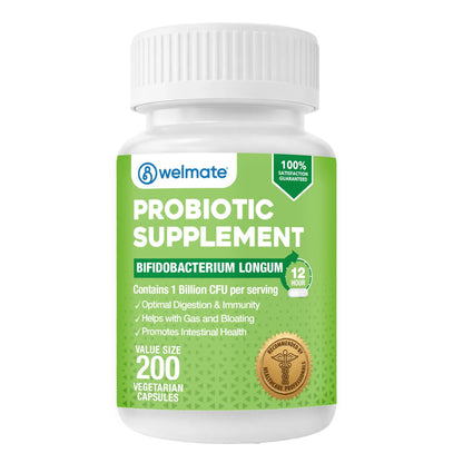 WELMATE Bifidobacterium - Probiotic Supplement - Supports Gut Health - Immune Support - Digestive Enzymes - Gluten Free - Vegan - Men & Womens Probiotic - Value Size - 200 Count WELMATE buy supplements Au