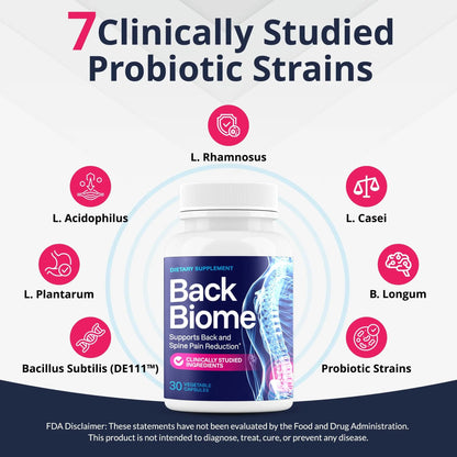 BackBiome – Advanced 7-Strain Probiotic Formula for Gut & Back Health – Supports Digestive Balance, Promotes Spinal Comfort – Non-GMO, Vegan, 30 Capsules BackBiomeBuy Supplements Australia