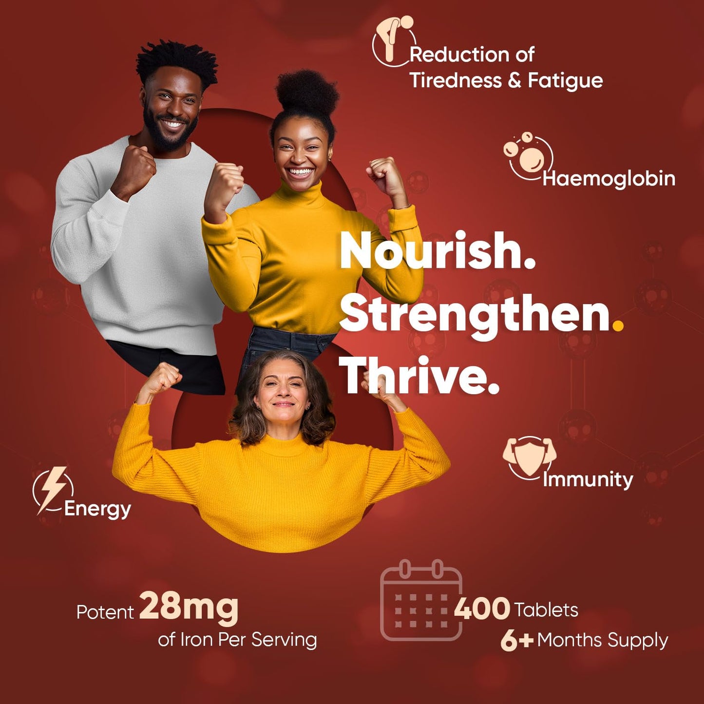 Gentle Iron Tablets High Strength 28mg - 400 Tablets (6+ Months Supply) - Vegan Iron WeightWorldBuy Supplements Australia